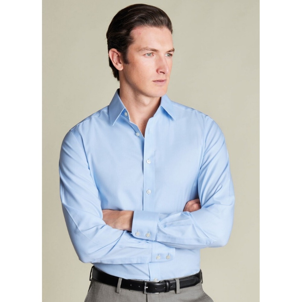 Charles Tyrwhitt Mens Non-Iron Twill Shirt Sky Blue Extra Slim Fit 15.5 33 NWT